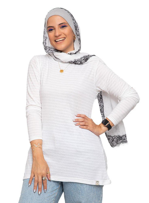 Striped White B - Long - Sleeve - Khotwh